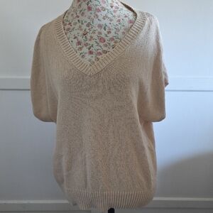 Ann Taylor Soft Beige V-Neck Sweater Size XL